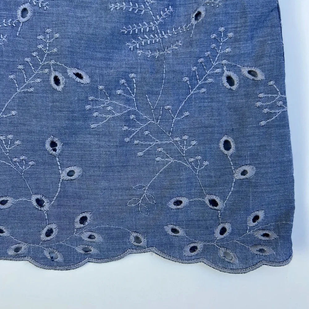 Christopher& banks Blue Eyelet Women's Top blouse cotton small - Picture 5 of 8